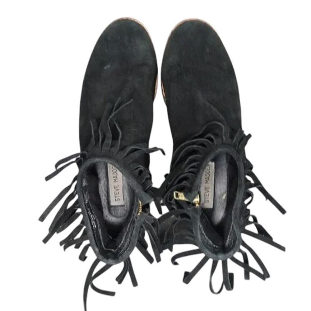 Steve Madden Shoes Womens 7 Booties Fringe Casual Fashion Leather Ankle Boot Zip View 6